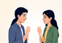A boy and a girl meeting